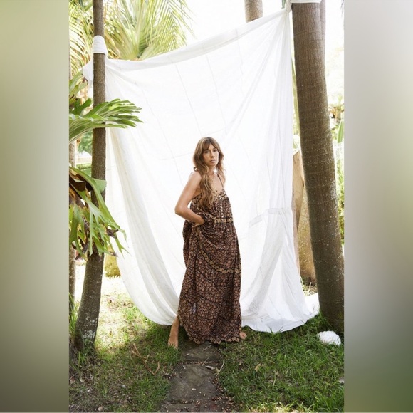 Kinga Csilla Turner Floral Neroli Dress Brown Bohemian Cotton Size Small - Picture 2 of 5